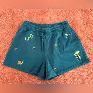 Disney Parks Teal Embroidered Soft Shorts